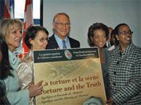 Governor General
Micha�lle Jean, second from right, attends the Montreal launch of the
mystery “Torture and the Truth: Angelique and the Burning of Montreal.”
