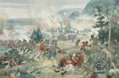 La bataille des Hauteurs-de-Queenston, 13 octobre 1812. Gravure de John David Kelly, 1896. / Bibliothèque et Archives Canada, 1954-153-1
