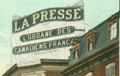 L'édifice de La Presse, au début des années 1920. Remarquez leur slogan et le nombre de lecteurs à cette époque.