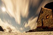 Abbot Pass Refuge Cabin by Dave Preissl. Early stone alpine cabin used by climbers, 1922, in Banff National Park of Canada, Alberta.