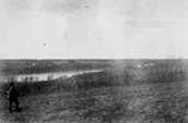 Vue de Batoche, mai 1885. / Photo: James Peters, Bibliothèque et Archives Canada C-003465.